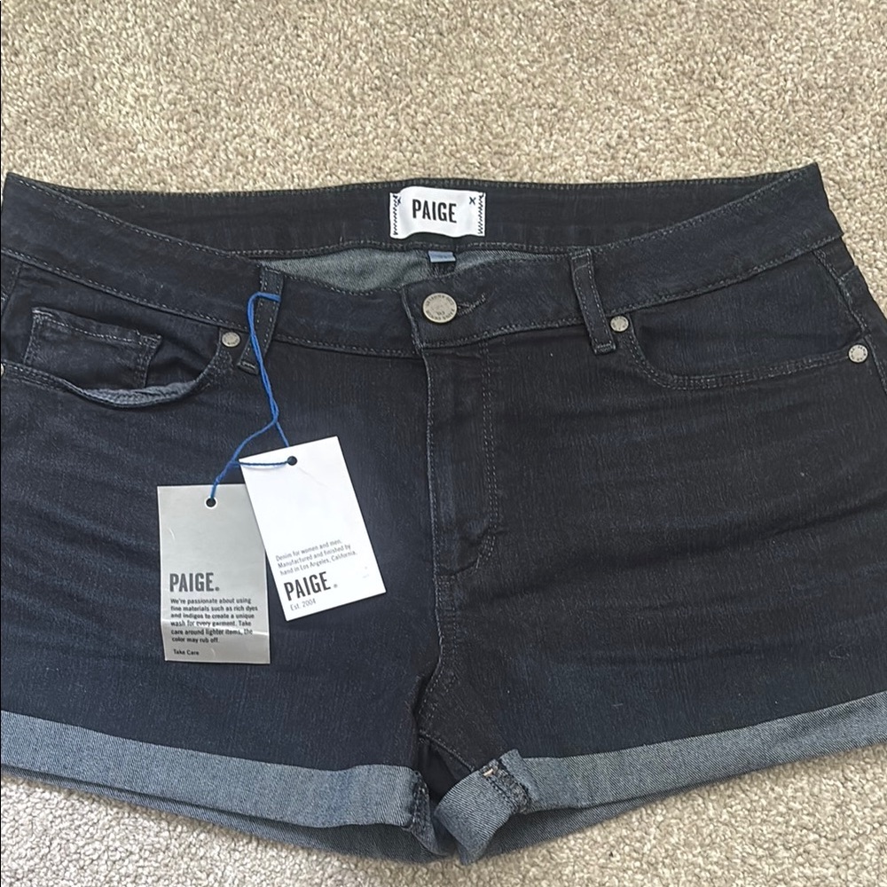 PAIGE Jean Shorts Rolled Hem Mid-Rise